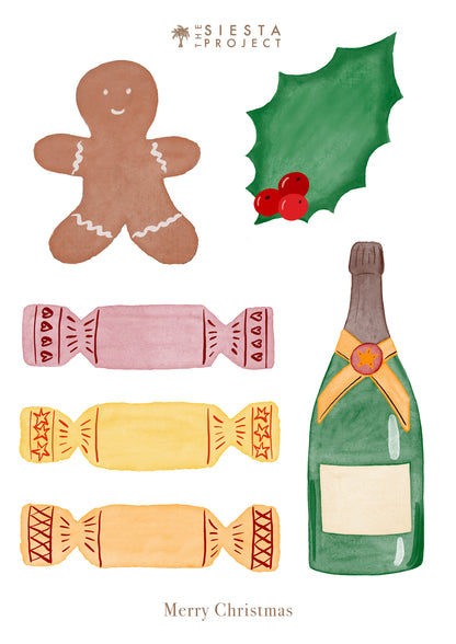 Six illustrated Christmas Name Tags