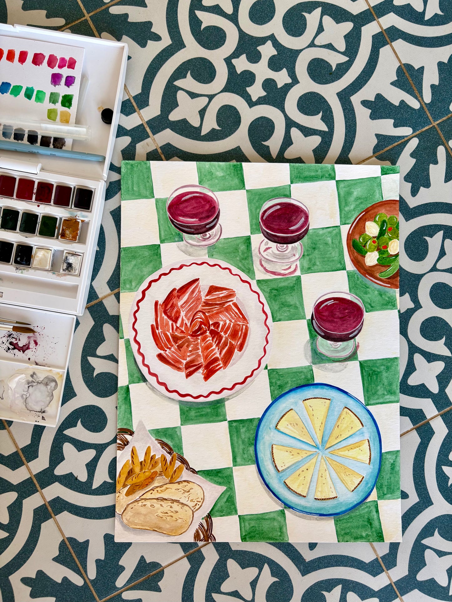 Spanish Tapas Food Art Print. Jamon y Queso (Ham & Cheese)