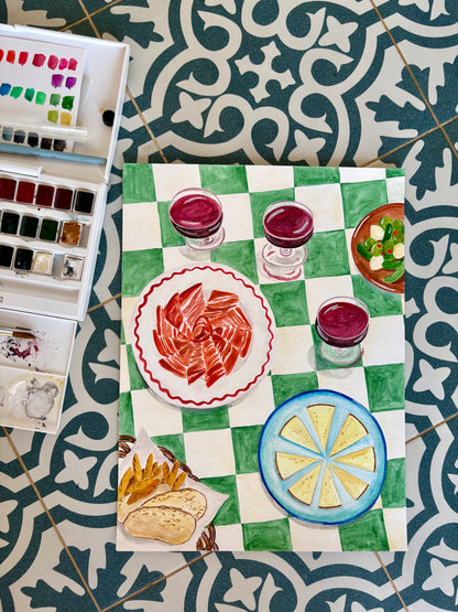 Spanish Tapas Food Art Print. Jamon y Queso (Ham & Cheese)