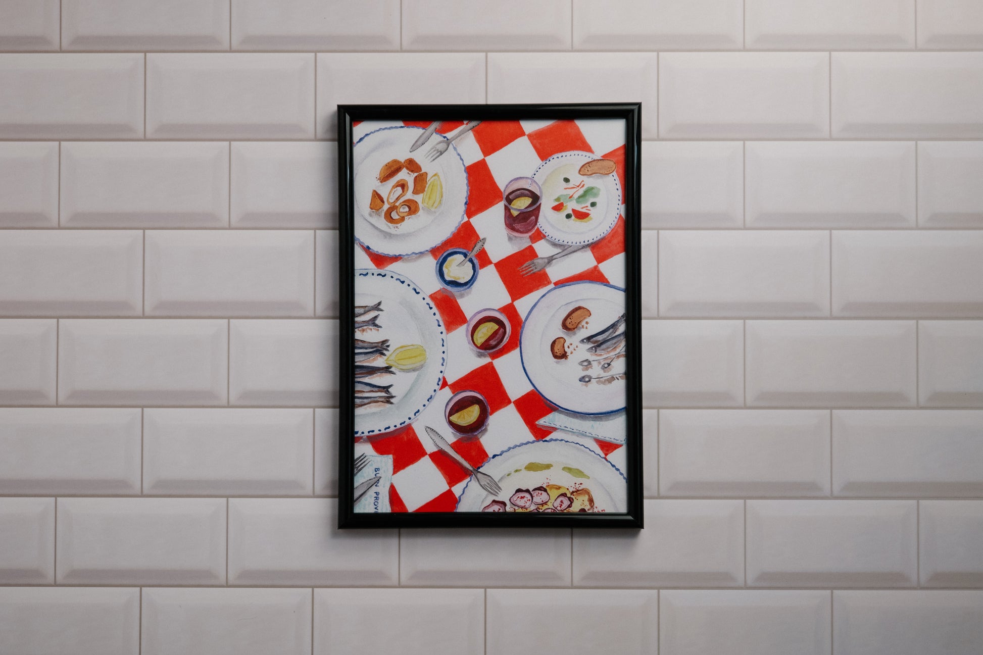 A Table in Spain Art Print framed