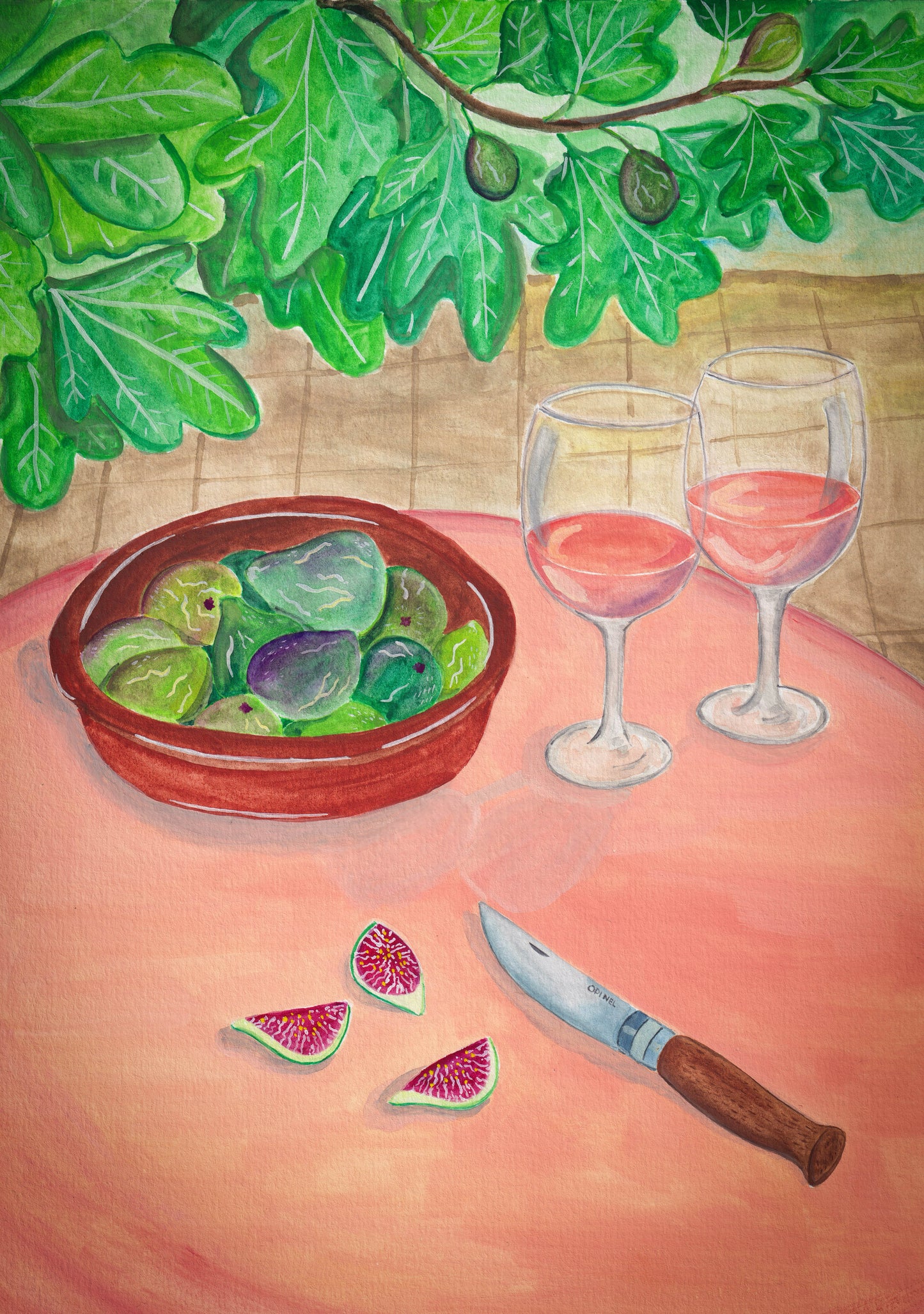 Figs & Vino. Mediterranean Wall Art Print